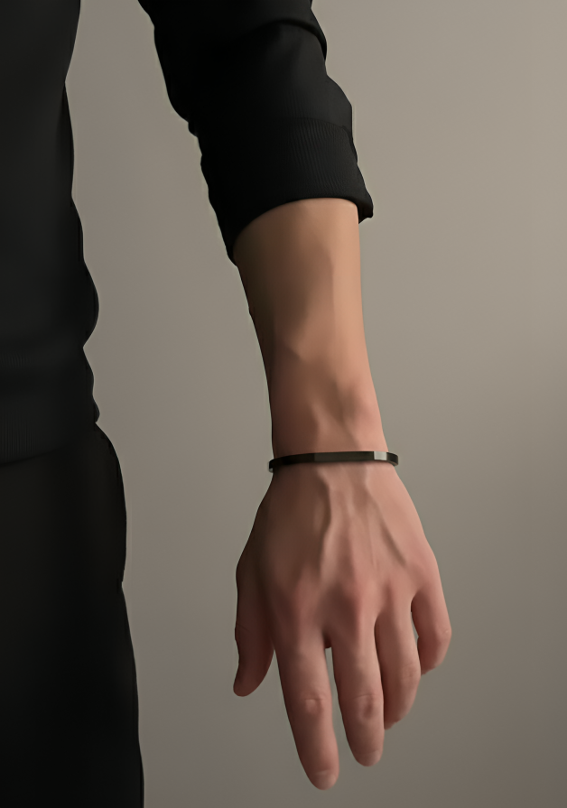 Premium Matte Black Hexagon Cuff Bracelet for Men & Women