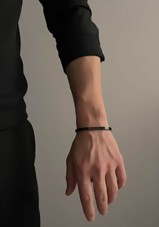 Premium Matte Black Hexagon Cuff Bracelet for Men & Women